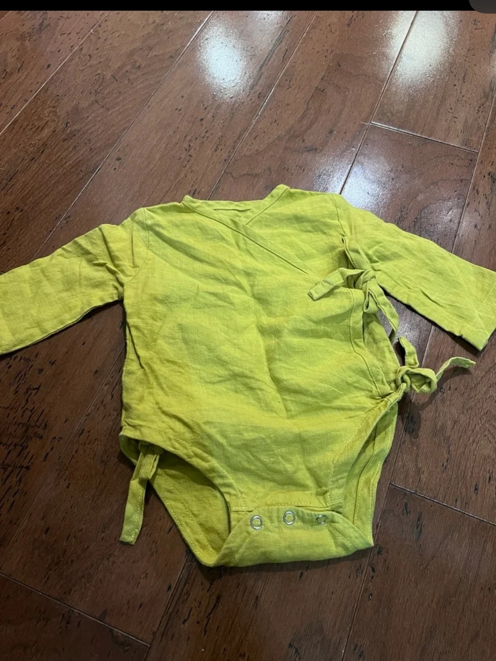 Linen Kimono baby bodysuit long sleeve 3/6 months